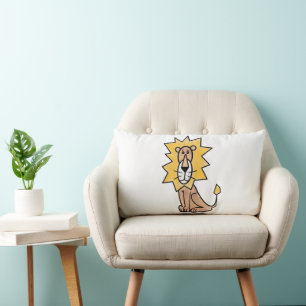 cartoon cute lion kids retro safari jungle animal lumbar cushion