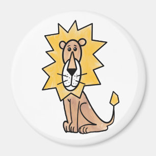 cartoon cute lion kids retro safari jungle animal magnet