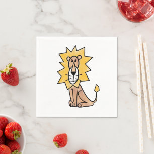 cartoon cute lion kids retro safari jungle animal  napkin