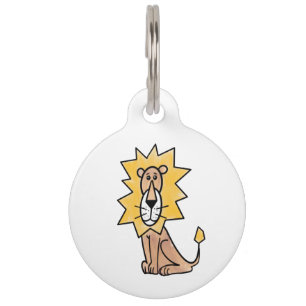 cartoon cute lion kids retro safari jungle animal pet tag