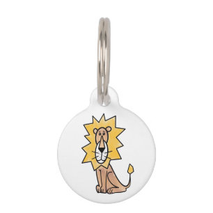 cartoon cute lion kids retro safari jungle animal pet tag
