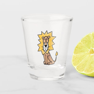 cartoon cute lion kids retro safari jungle animal  shot glass