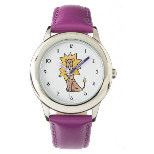 cartoon cute lion kids retro safari jungle animal watch