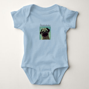 Cartoon Cute Pug Puppy Eyes Precious Fun Portrait Baby Bodysuit