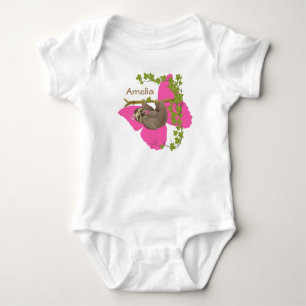 Cartoon cute sloth hanging on the tree baby bodysu bodysuit
