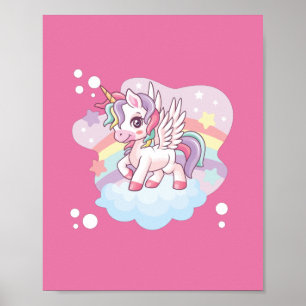 Cartoon cute unicorn. poster