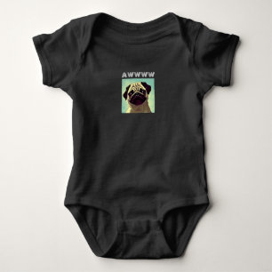 Cartoon Cutest Pug Ever Cute Puppy Fun Portrait Baby Bodysuit