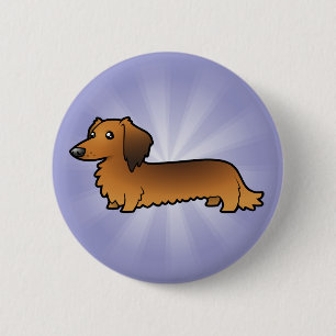 Cartoon Dachshund (longhair) 6 Cm Round Badge