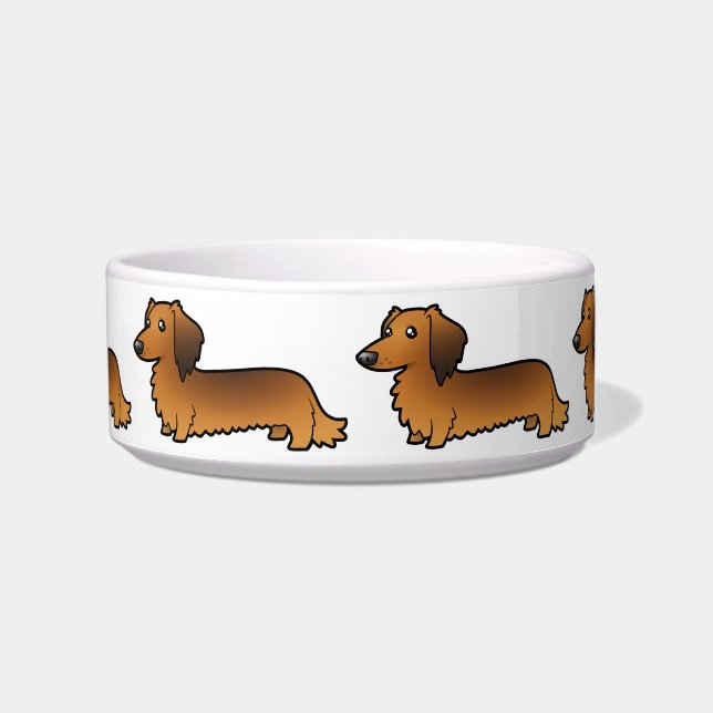 Cartoon Dachshund (longhair) Bowl (Front)
