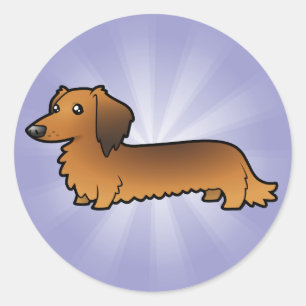 Cartoon Dachshund (longhair) Classic Round Sticker