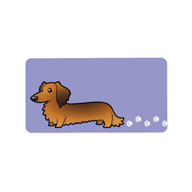 Cartoon Dachshund (longhair) Label (Front)