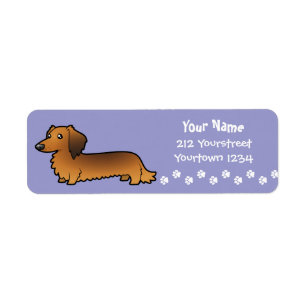 Cartoon Dachshund (longhair) Return Address Label