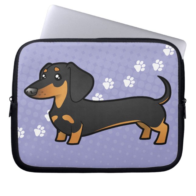 Cartoon Dachshund (smooth coat) Laptop Sleeve (Front)