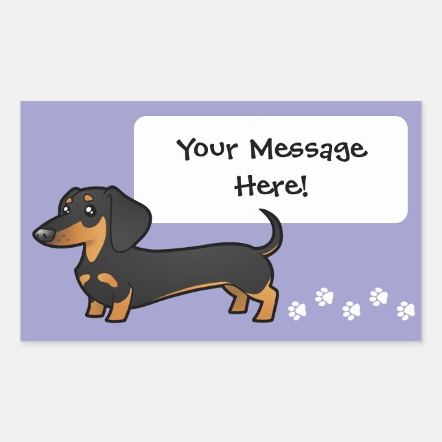 Cartoon Dachshund (smooth coat) Rectangular Sticker (Front)