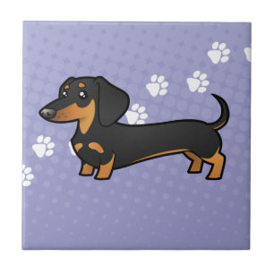 Cartoon Dachshund (smooth coat) Tile