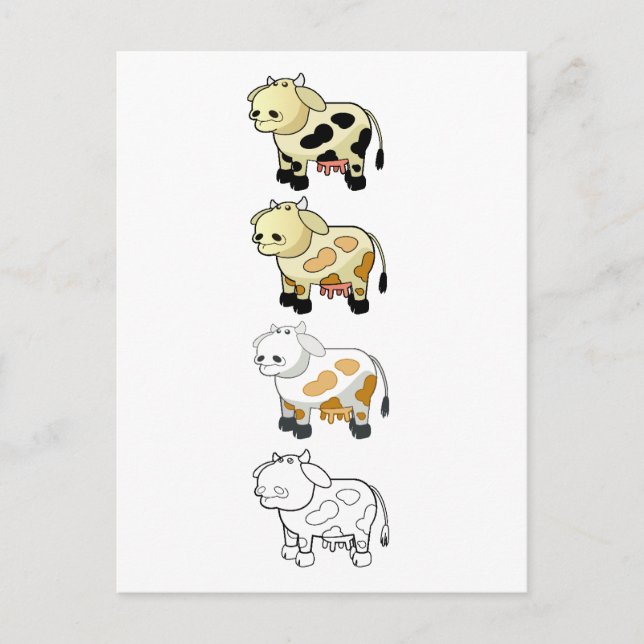 Cartoon Dairy Cows Postcard (Front)