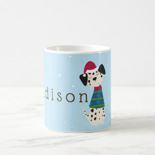 Cartoon Dalmatian in Sweater Christmas Coffee Mug