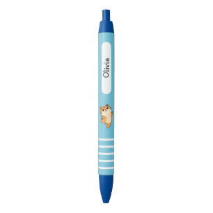 Cartoon Dancing Orange Cat, Custom, Blue Black Ink Pen