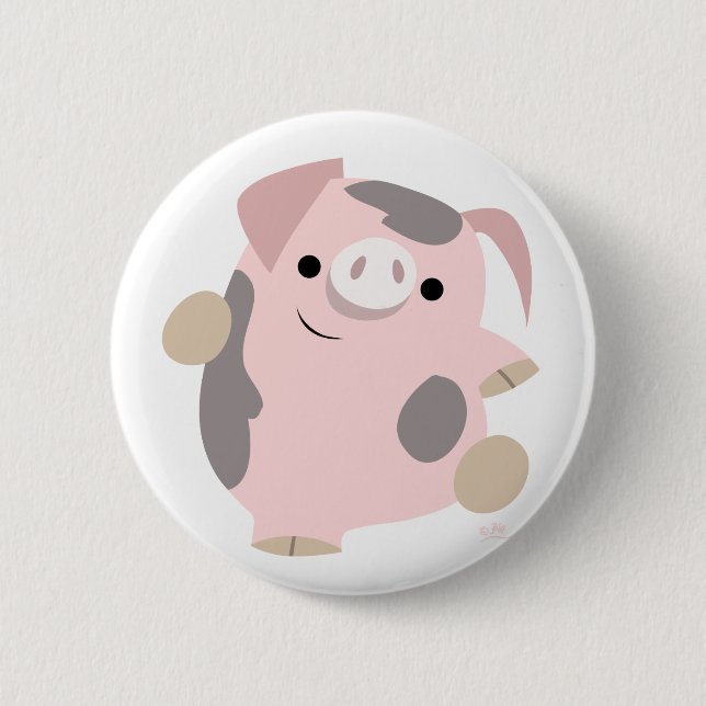Cartoon Dancing Pig button badge (Front)