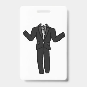 Cartoon Dark Grey Tuxedo Suit ID Badge