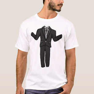 Cartoon Dark Grey Tuxedo Suit T-Shirt