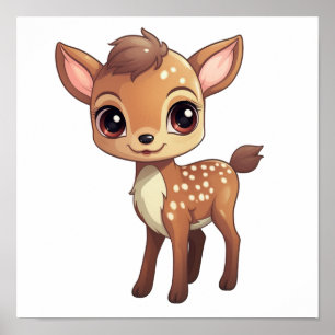  Cartoon deer illustration Poster