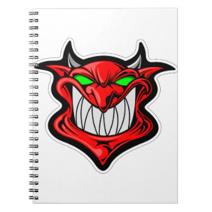 Cartoon demon face head satan notebook