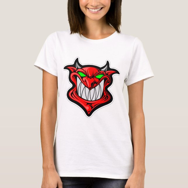 Cartoon demon face head satan T-Shirt (Front)