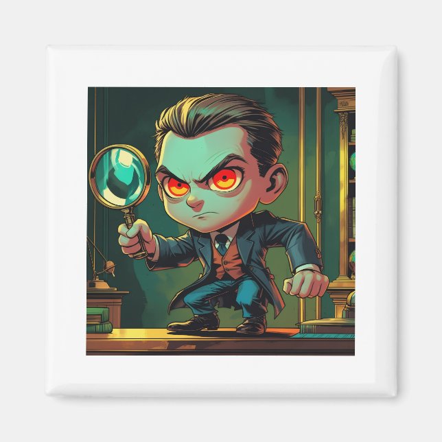 Cartoon Detective Themed Magnet (Front)