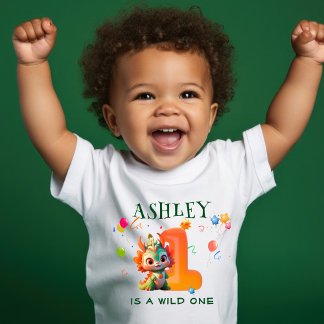 Cartoon Dinosaur Chinese Dragon Year 1st birthday Baby T-Shirt