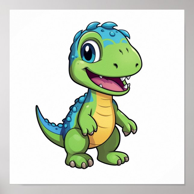 Cartoon dinosaur illustration poster (Front)