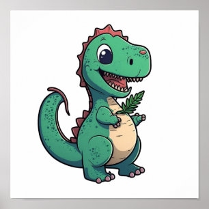 Cartoon dinosaur illustration poster