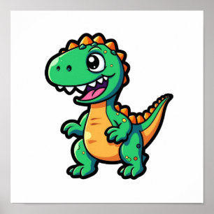 Cartoon dinosaur illustration poster