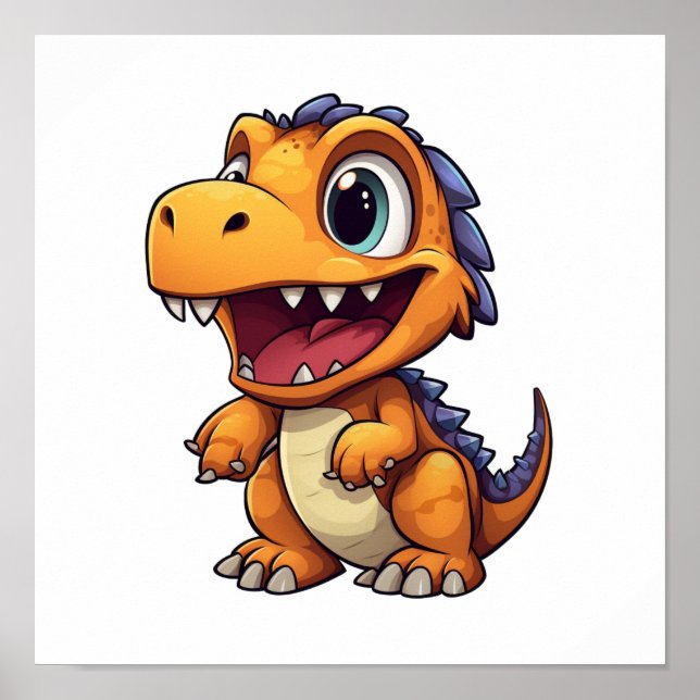 Cartoon dinosaur illustration poster (Front)