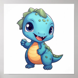 Cartoon dinosaur illustration poster