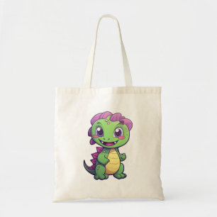 Cartoon dinosaur illustration tote bag