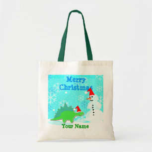 Cartoon Dinosaur Snowman Merry Christmas Gift Bag