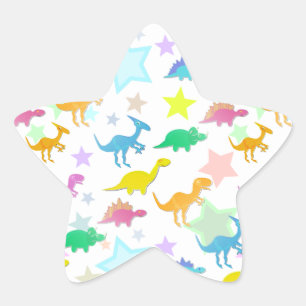 Cartoon Dinosaurs Colour Star Sticker