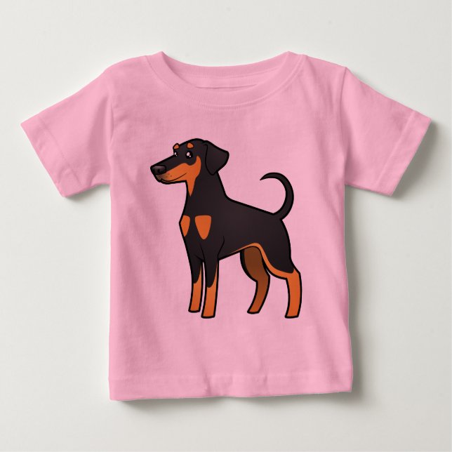 Cartoon Doberman Pinscher (floppy ears) Baby T-Shirt (Front)