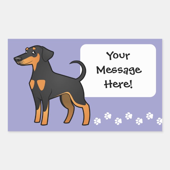 Cartoon Doberman Pinscher (floppy ears) Rectangular Sticker (Front)