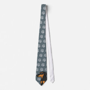 Cartoon Doberman Pinscher (floppy ears) Tie