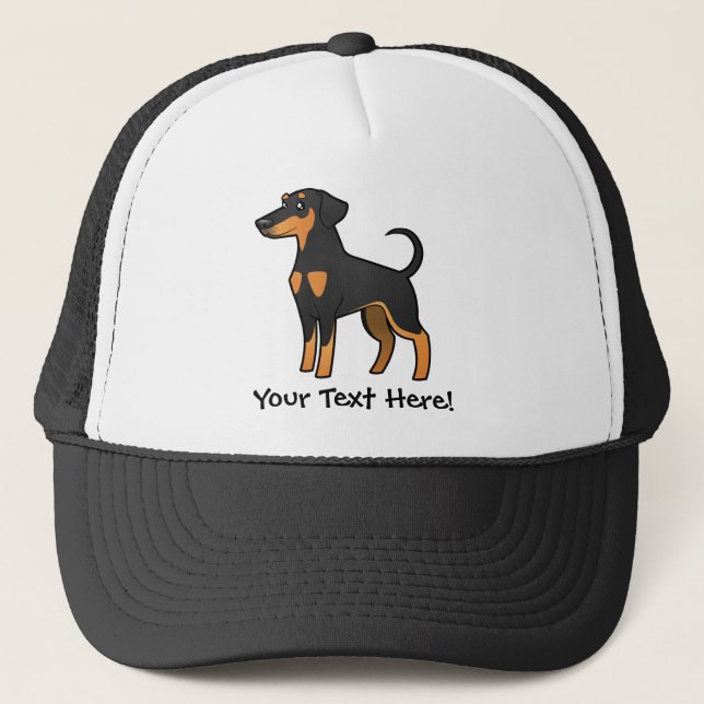 Cartoon Doberman Pinscher (floppy ears) Trucker Hat (Front)