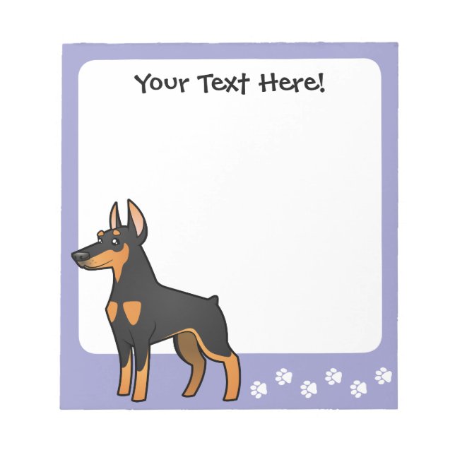 Cartoon Doberman Pinscher (pointy ears) Notepad (Front)
