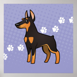 Cartoon Doberman Pinscher (pointy ears) Poster