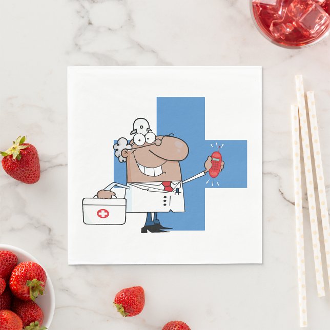 Cartoon Doctor with Phone and Medical Bag Napkin (Creator Uploaded)