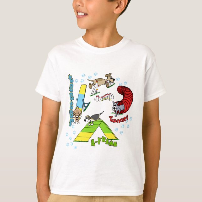 Cartoon Dog Agility Kid's T-Shirt (Front)