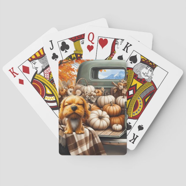Cartoon Dog Autumn Theme Playing Cards (Back)