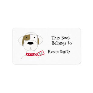 Cartoon Dog Bookplate Label