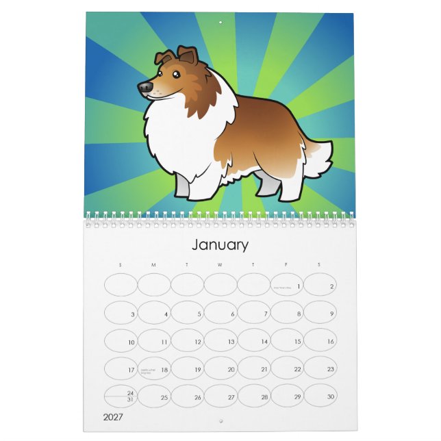 Cartoon Dog Breeds 2012 Calendar (Jan 2027)