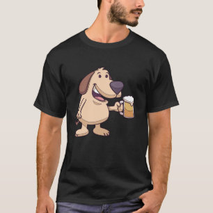 Cartoon Dog Character Enjoying Beer For Adults T-Shirt